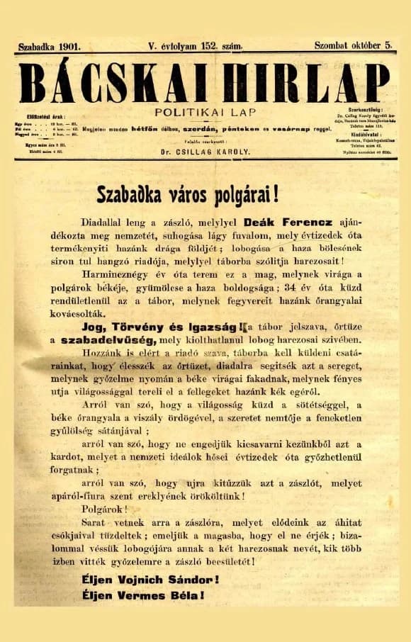 Bácskai Hirlap, 5. évf. 1901. október 5. 152. sz.