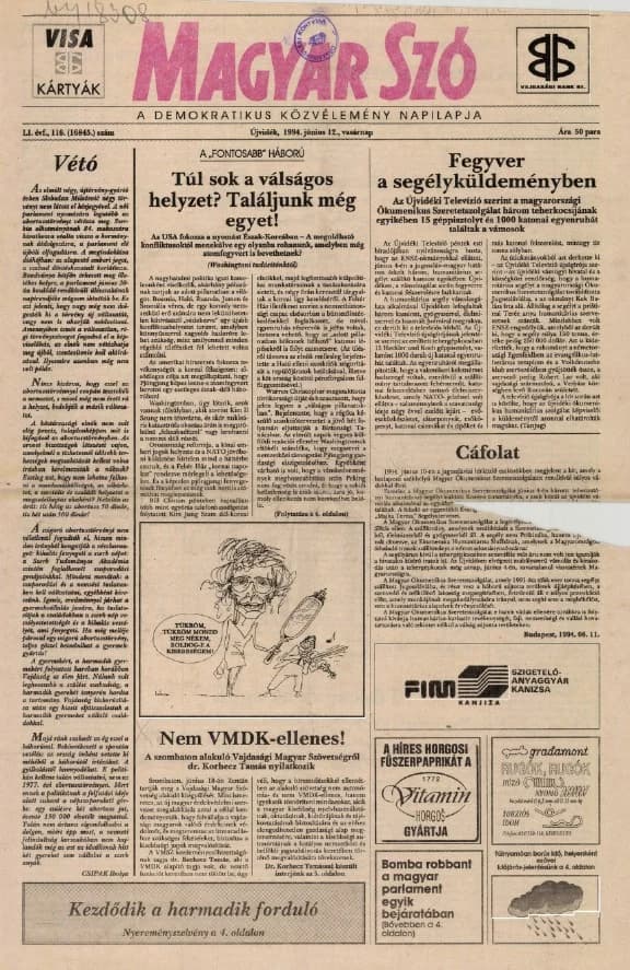 Magyar Szó, 51. évf. 1994. június 12. 116. sz.