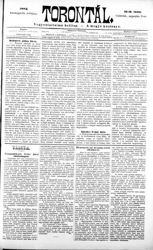 Torontál, 11. évf. 1882. augusztus 3. 31. sz.