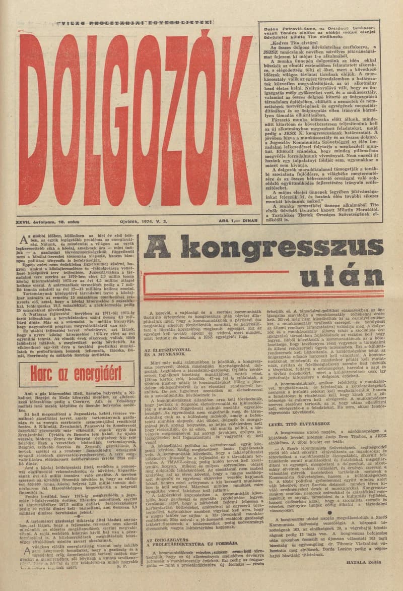Dolgozók, 28. évf. 1974. május 3. 18. sz.