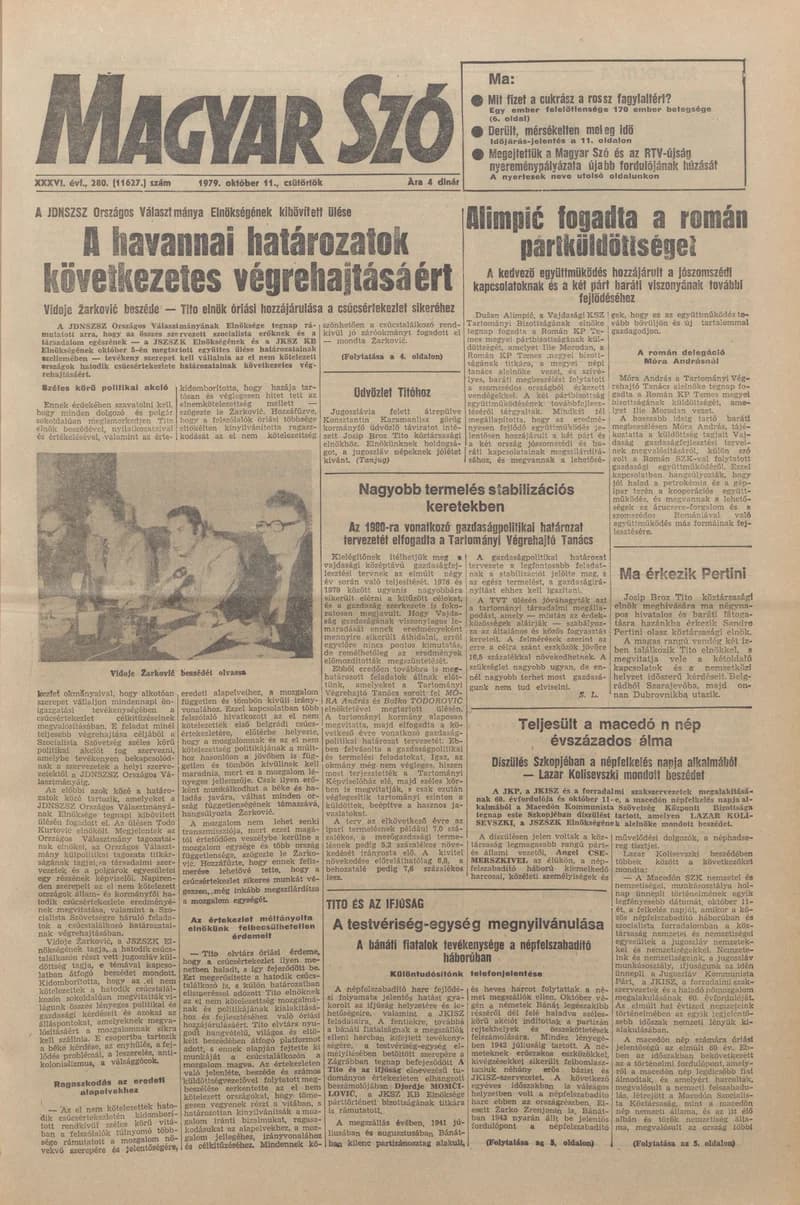 Magyar Szó, 36. évf. 1979. október 11. 280. sz. 1–20. oldal