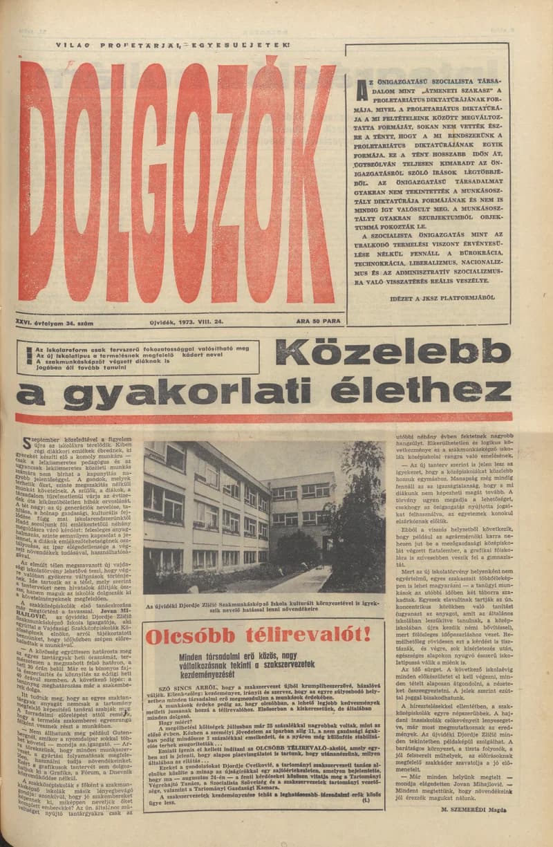 Dolgozók, 27. évf. 1973. augusztus 24. 34. sz.