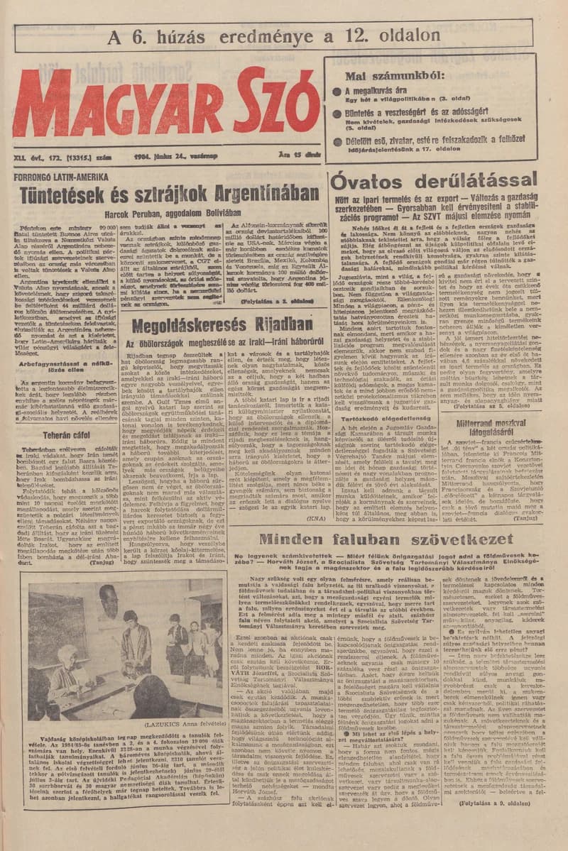 Magyar Szó, 41. évf. 1984. június 24. 172. sz. 1–32. oldal