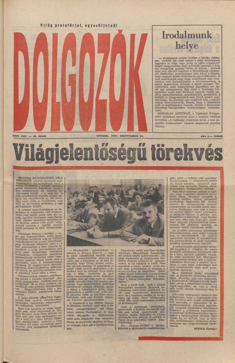 Dolgozók, 30. évf. 1976. szeptember 24. 38. sz.