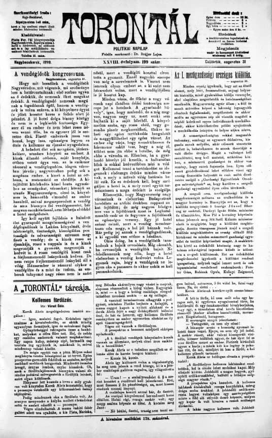 Torontál, 28. évf. 1899. augusztus 31. 199. sz.