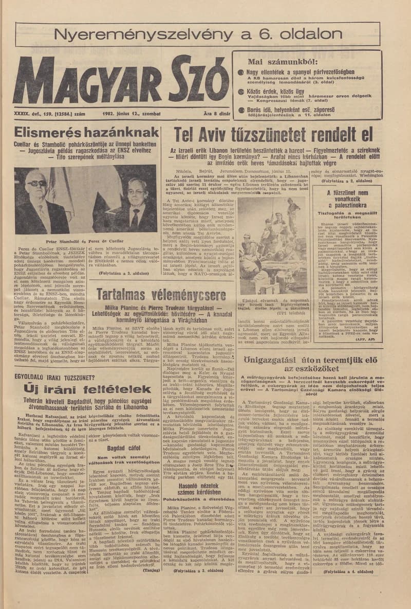 Magyar Szó, 39. évf. 1982. június 12. 159. sz. 1–24. oldal