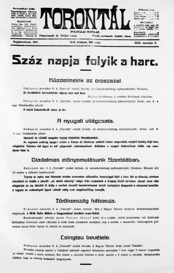 Torontál, 43. évf. 1914. november 9. 255. sz.