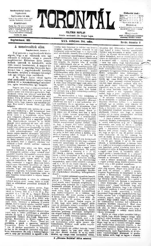 Torontál, 30. évf. 1901. december 11. 284. sz.