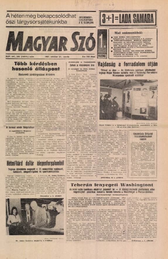 Magyar Szó, 44. évf. 1987. október 21. 290. sz. 1–16. oldal