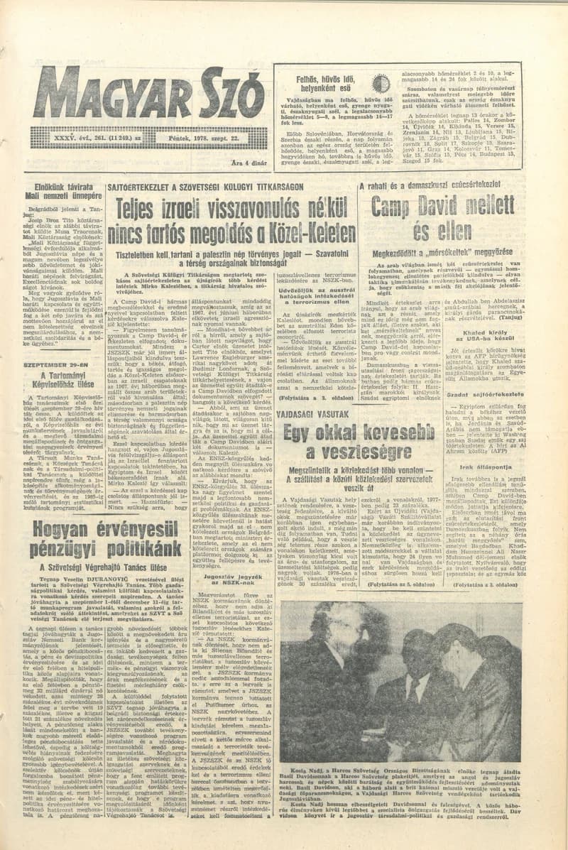 Magyar Szó, 35. évf. 1978. szeptember 22. 261. sz. 1–20. oldal