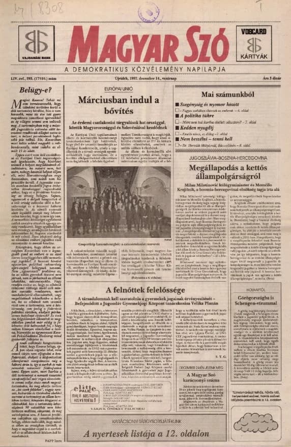 Magyar Szó, 54. évf. 1997. december 14. 293. sz. 1–24. oldal