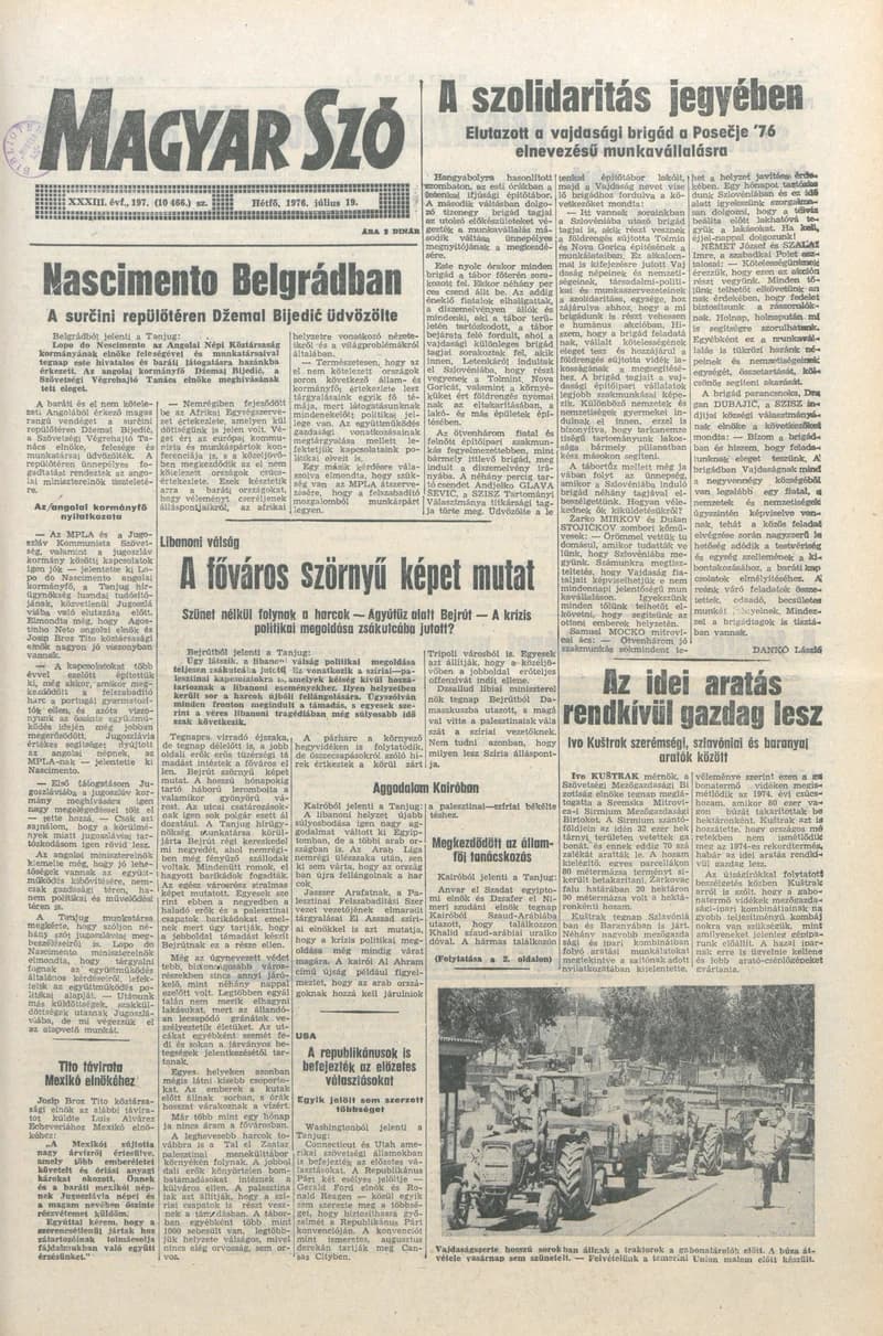 Magyar Szó, 33. évf. 1976. július 19. 197. sz. 1–6. oldal