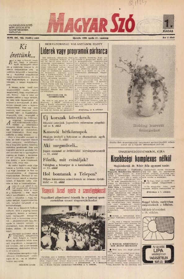 Magyar Szó, 47. évf. 1990. április 15. 103. sz. 1–36. oldal