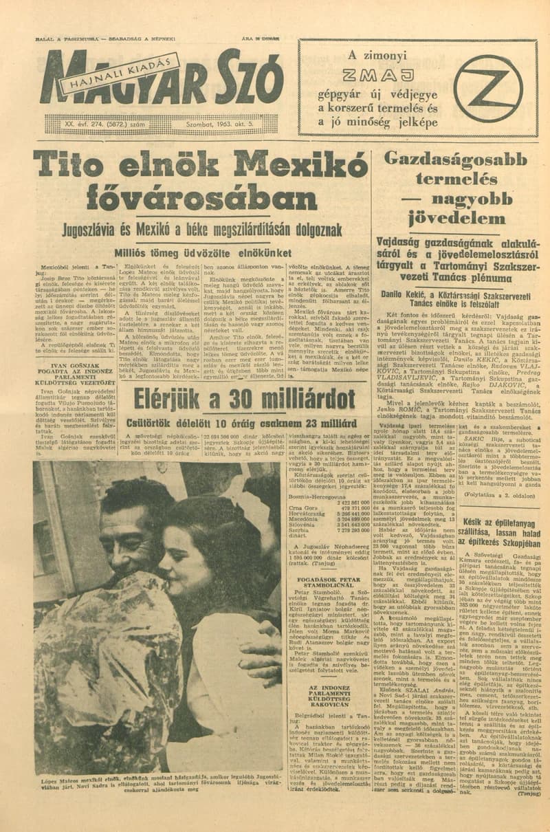 Magyar Szó, 20. évf. 1963. október 5. 274. sz. 1–12. oldal