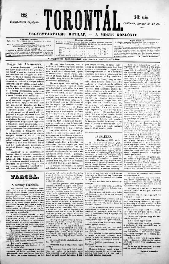 Torontál, 17. évf. 1888. január 12. 2. sz.
