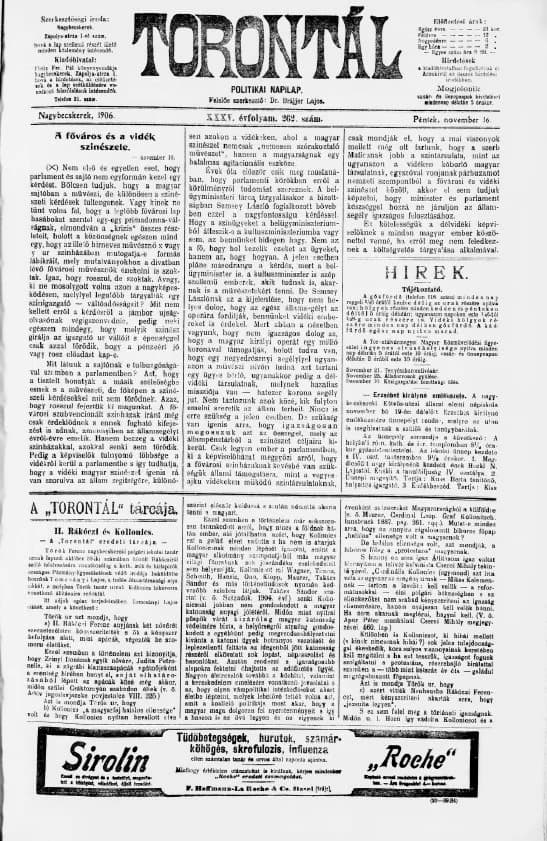 Torontál, 35. évf. 1906. november 16. 262. sz.