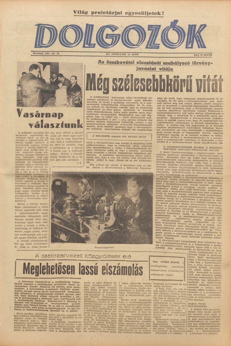 Dolgozók, 11. évf. 1957. október 26. 43. sz.