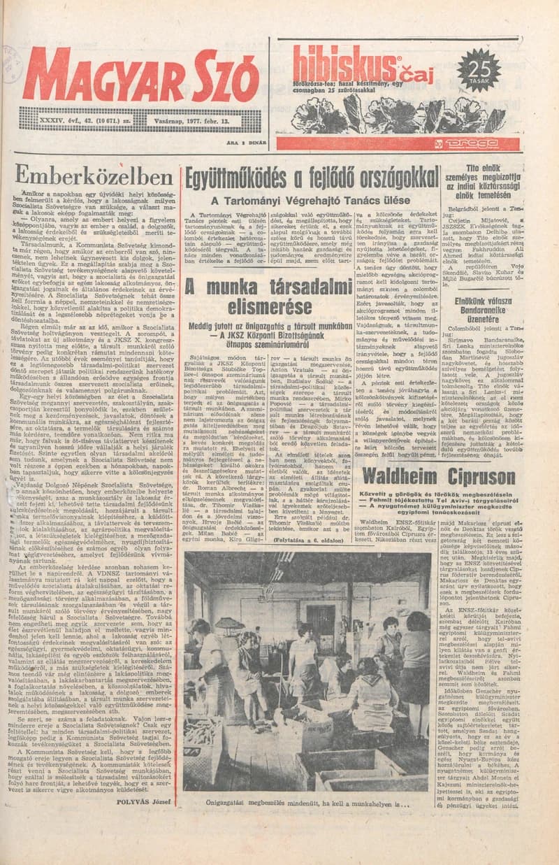 Magyar Szó, 34. évf. 1977. február 13. 42. sz.