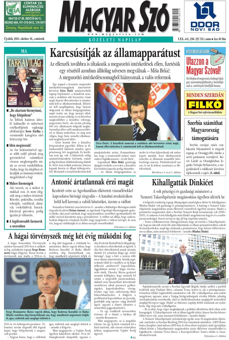 Magyar Szó, 70. évf. 2013. október 10. 236. sz. 1–20. oldal