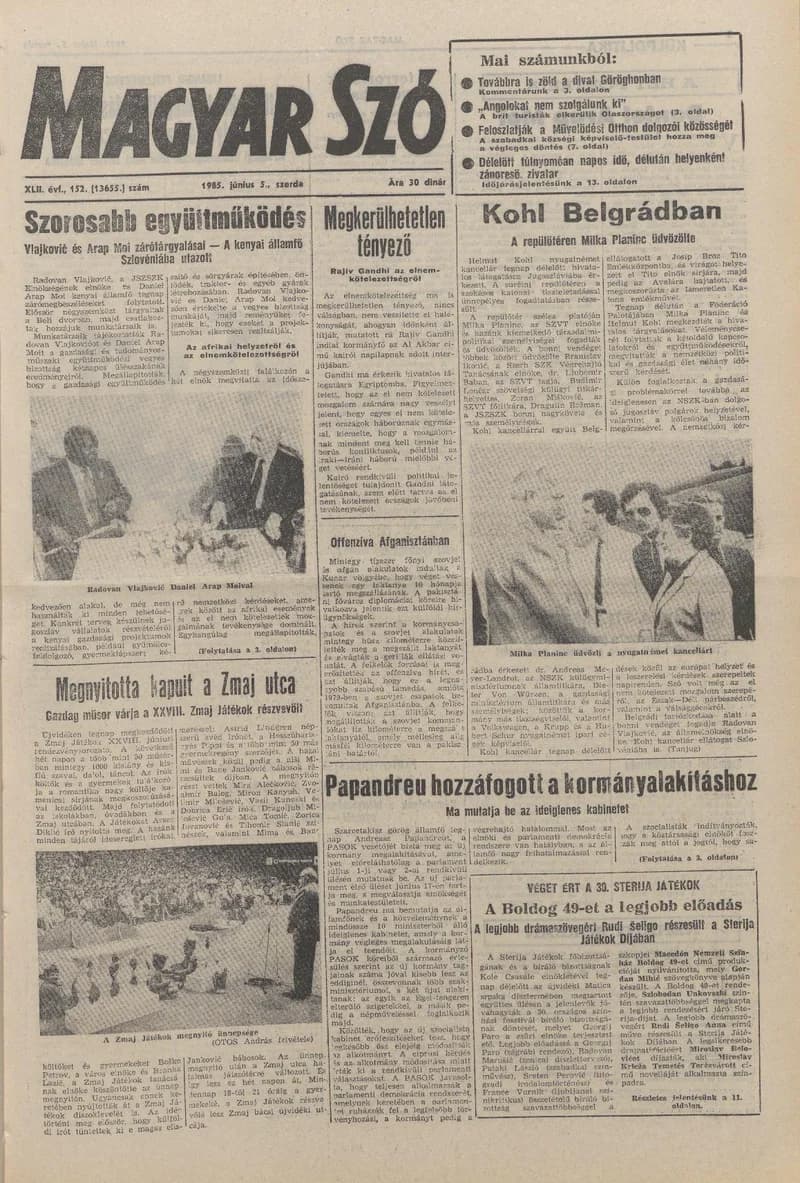 Magyar Szó, 42. évf. 1985. június 5. 152. sz. 1–16. oldal