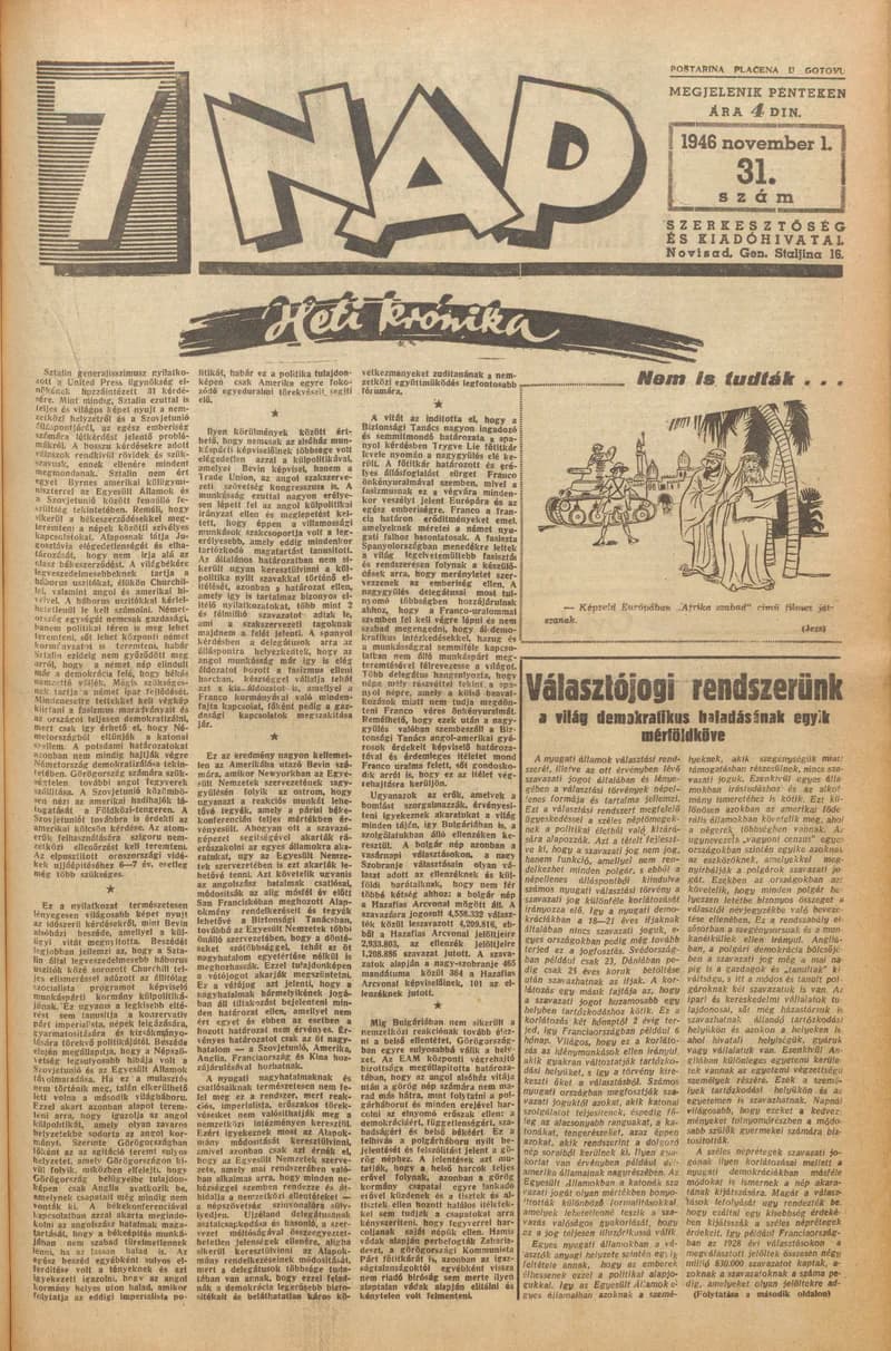 7 Nap, 1. évf. 1946. november 1. 31. sz. 1–10. oldal