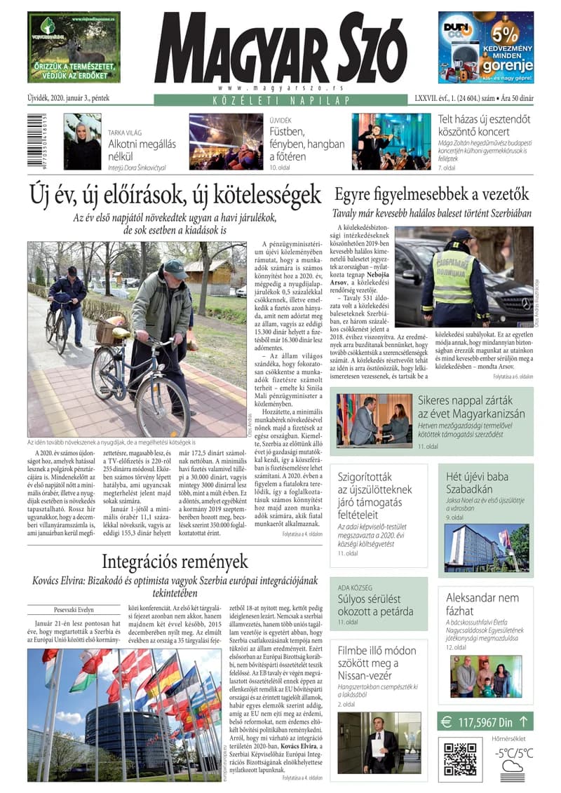Magyar Szó, 77. évf. 2020. január 3. 1. sz. 1–16. oldal