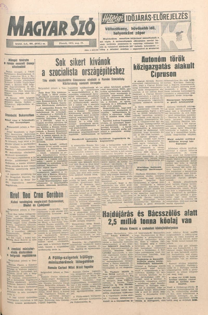 Magyar Szó, 31. évf. 1974. augusztus 23. 231. sz. 1–12. oldal