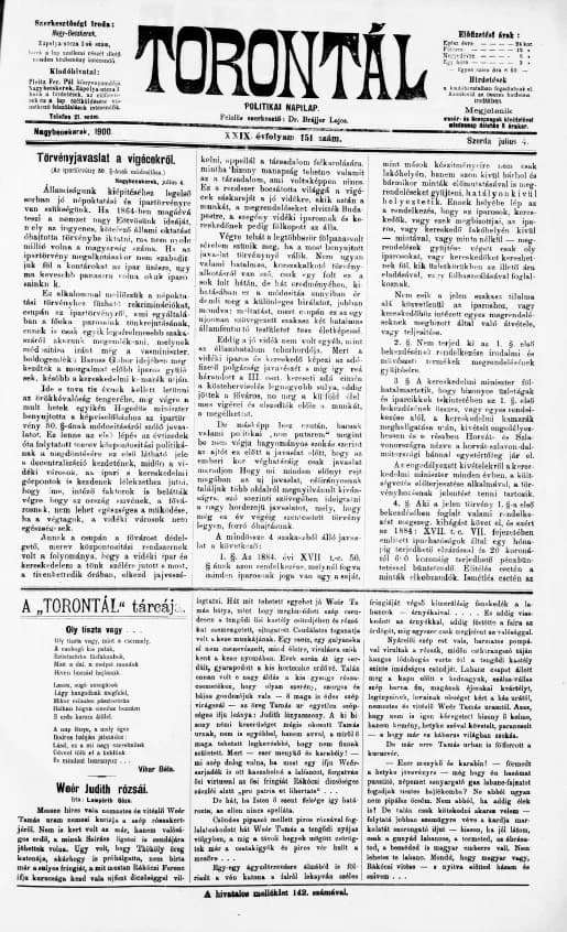 Torontál, 29. évf. 1900. július 4. 151. sz.