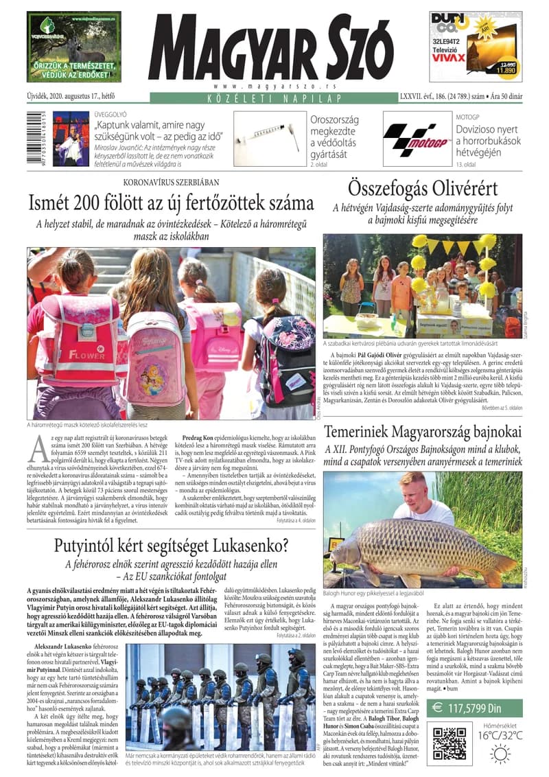 Magyar Szó, 77. évf. 2020. augusztus 17. 186. sz. 1–16. oldal