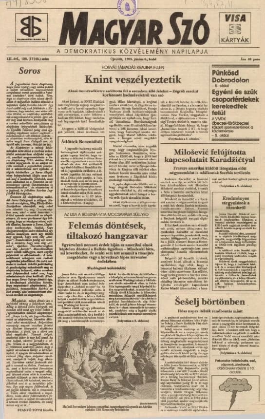 Magyar Szó, 52. évf. 1995. június 6. 129. sz. 1–16. oldal
