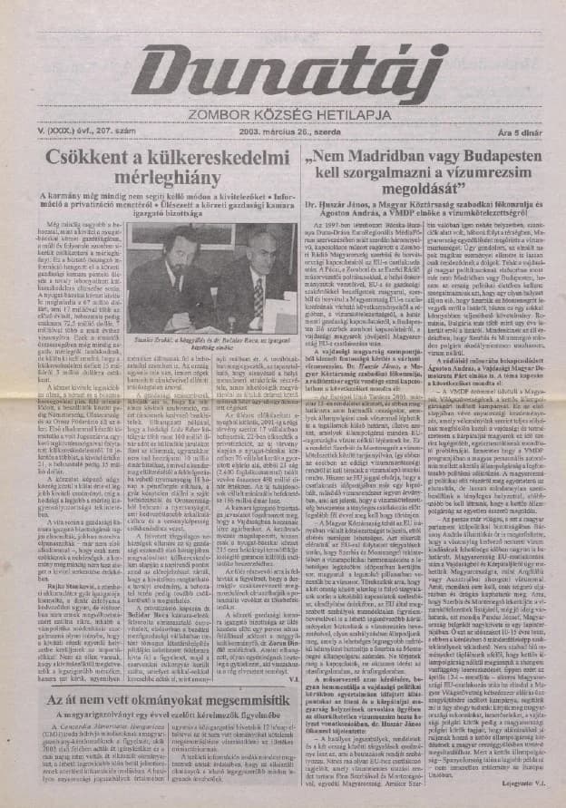Dunatáj, 5. évf. 2003. március 26. 207. sz.