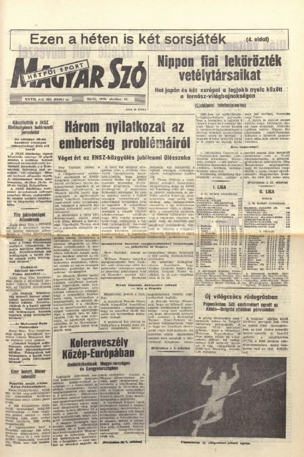Magyar Szó, 27. évf. 1970. október 26. 295. sz. 1–16. oldal