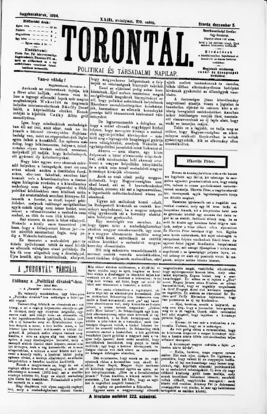 Torontál, 23. évf. 1894. december 5. 279. sz.