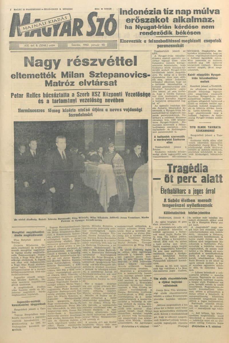 Magyar Szó, 19. évf. 1962. január 10. 8. sz. 1–14. oldal