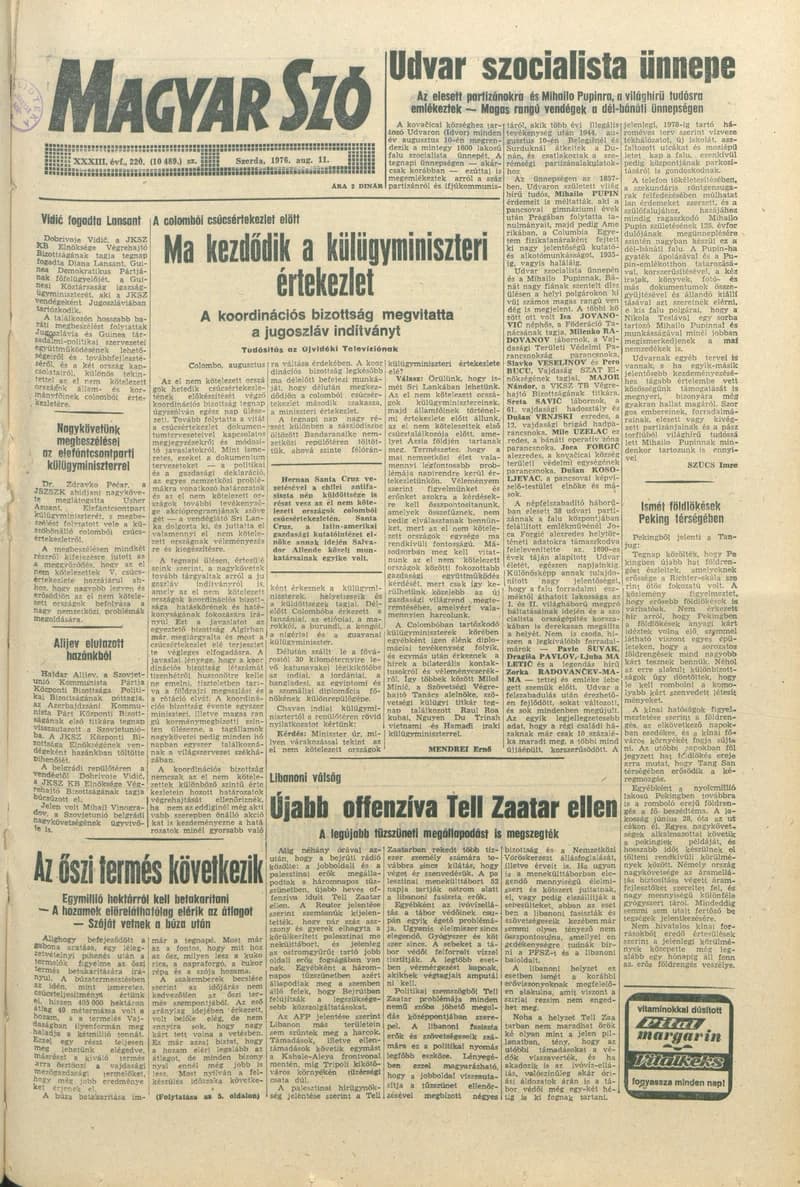 Magyar Szó, 33. évf. 1976. augusztus 11. 220. sz. 1–16. oldal