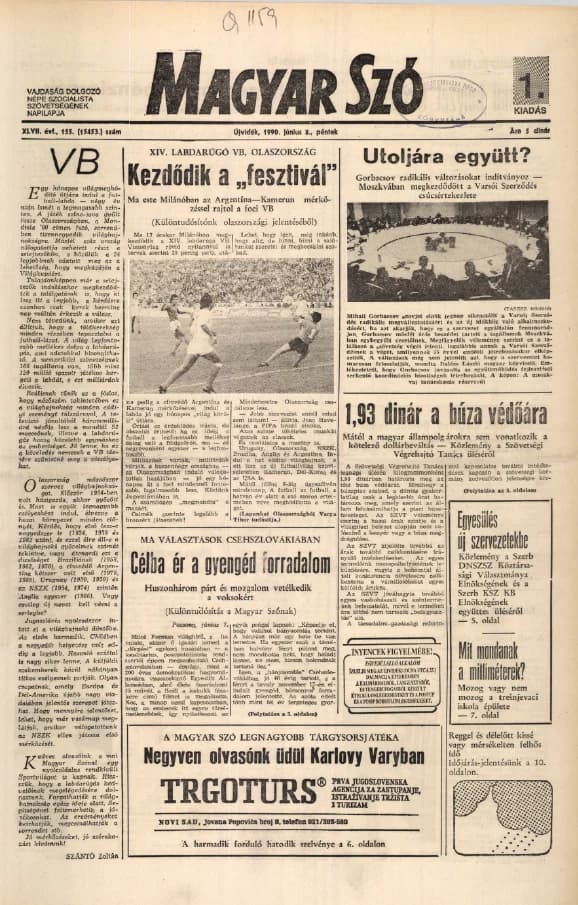 Magyar Szó, 47. évf. 1990. június 8. 155. sz. 1–16. oldal