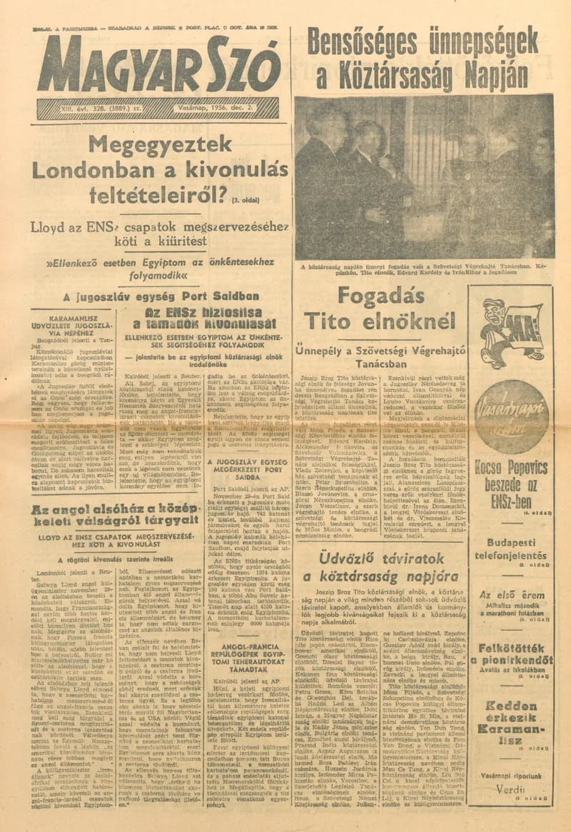 Magyar Szó, 13. évf. 1956. december 2. 328. sz. 1–20. oldal