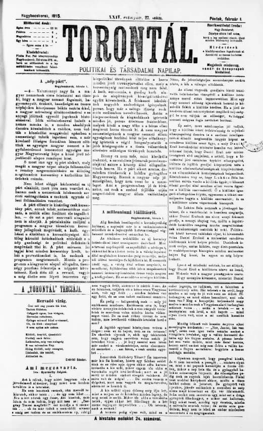 Torontál, 24. évf. 1895. február 1. 27. sz.