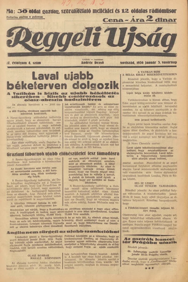 Reggeli Újság, 17. évf. 1936. január 5. 4. sz.