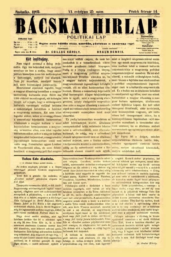 Bácskai Hirlap, 6. évf. 1902. február 14. 25. sz.