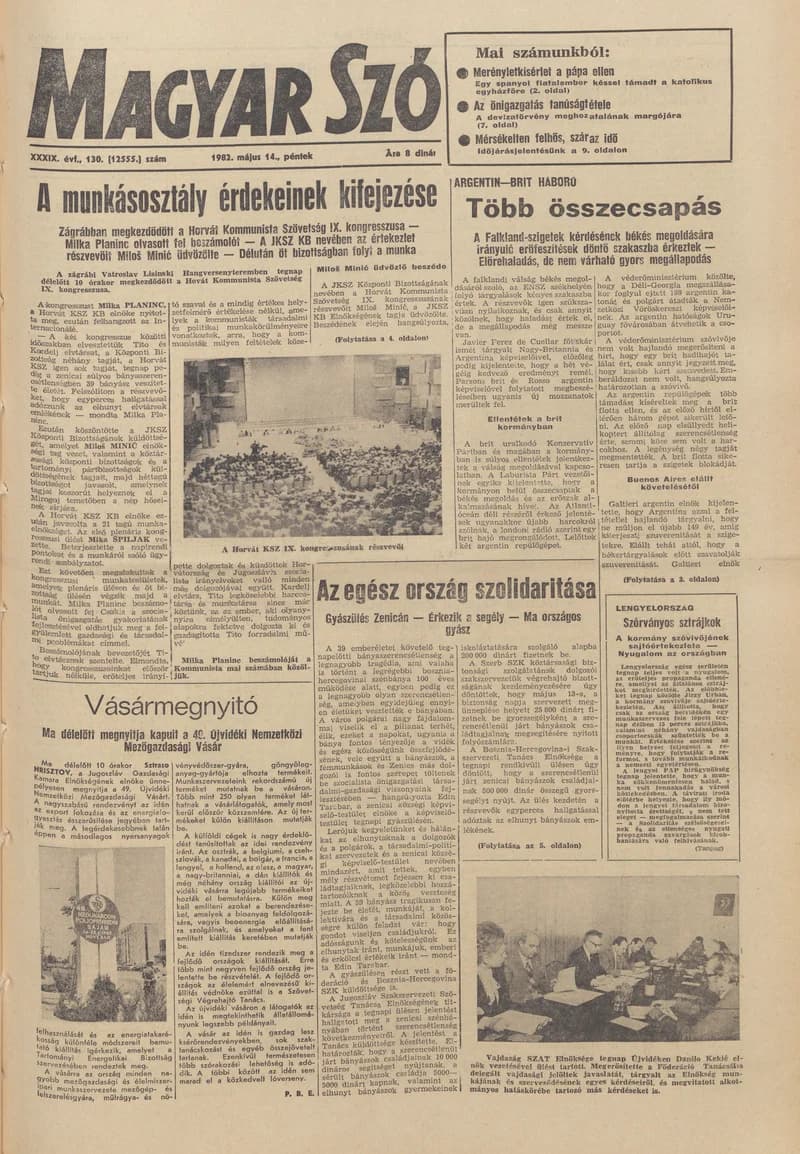 Magyar Szó, 39. évf. 1982. május 14. 130. sz. 1–24. oldal