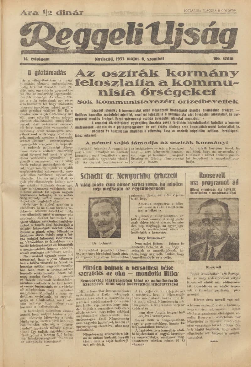 Reggeli Újság, 14. évf. 1933. május 6. 106. sz.