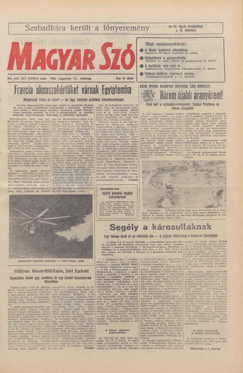 Magyar Szó, 41. évf. 1984. augusztus 12. 221. sz. 1–28. oldal