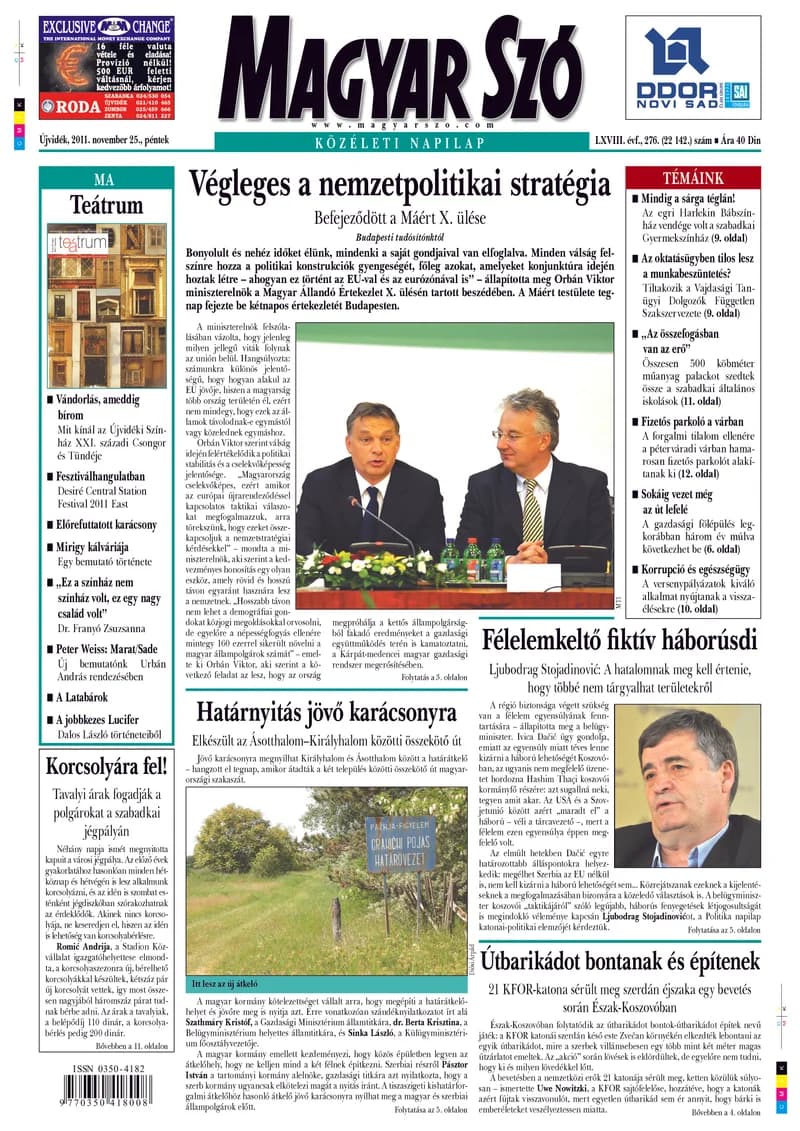 Magyar Szó 2011. november 25. 276. sz. 1–20. oldal