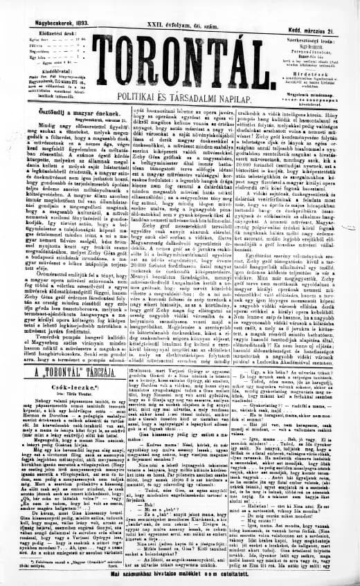 Torontál, 22. évf. 1893. március 21. 66. sz.
