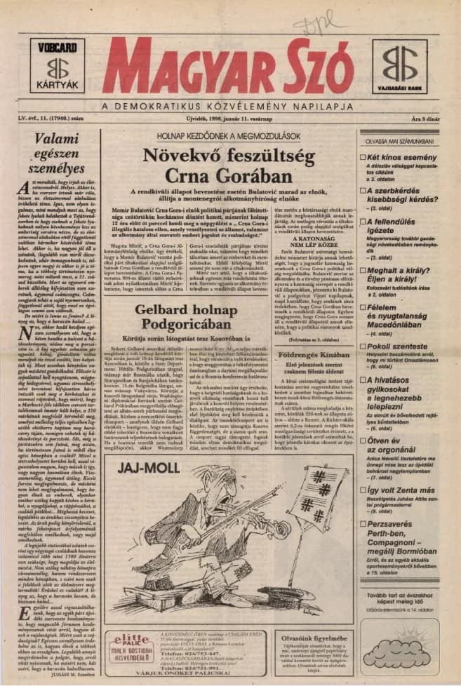 Magyar Szó, 55. évf. 1998. január 11. 11. sz. 1–24. oldal