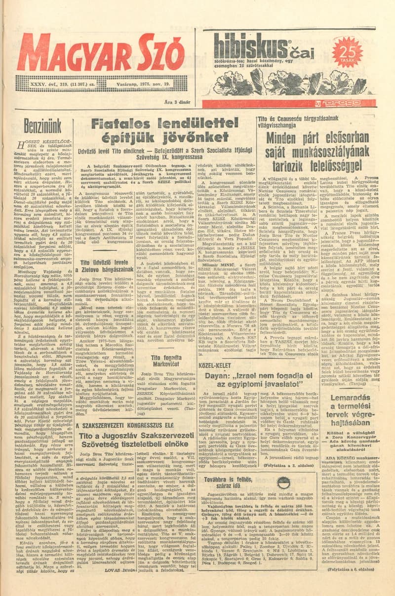 Magyar Szó, 35. évf. 1978. november 19. 319. sz. 1–24. oldal