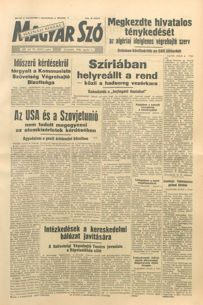 Magyar Szó, 19. évf. 1962. április 5. 93. sz. 1–16. oldal