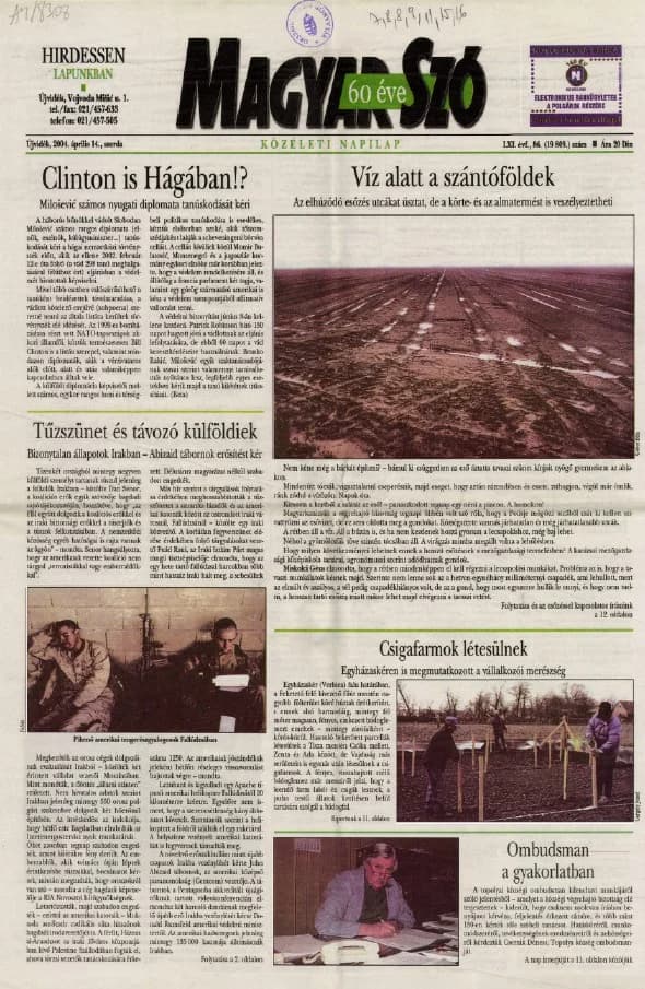 Magyar Szó, 61. évf. 2004. április 14. 86. sz. 1–20. oldal