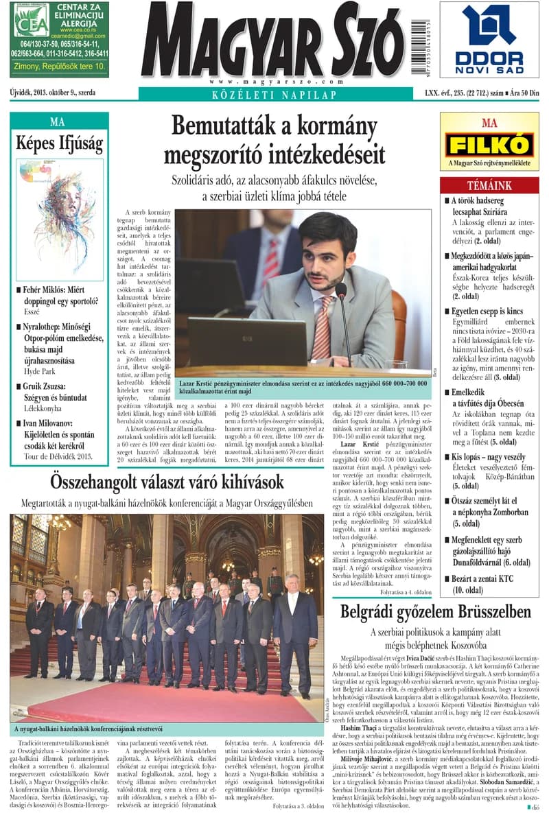 Magyar Szó, 70. évf. 2013. október 9. 235. sz. 1–20. oldal